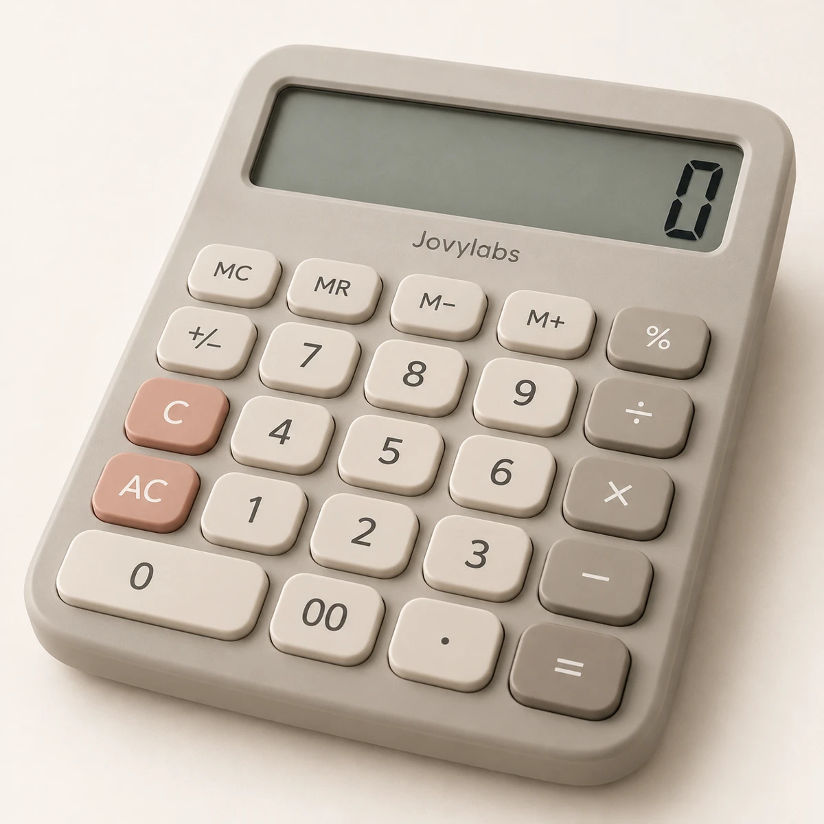 Pebble Desktop Calculator in Warm grey